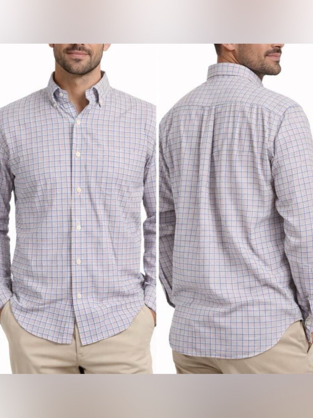 Peter Millar Button Down Shirt Men’s XL Plaid Check Long Sleeve Cotton Blend